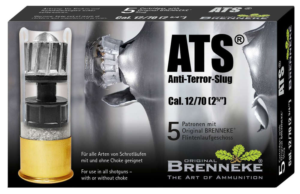 Ammunition Brenneke USA 1 oz 12Gauge BR SL122ATS   ATS           12 2.75 SLUG  1OZ 5/50